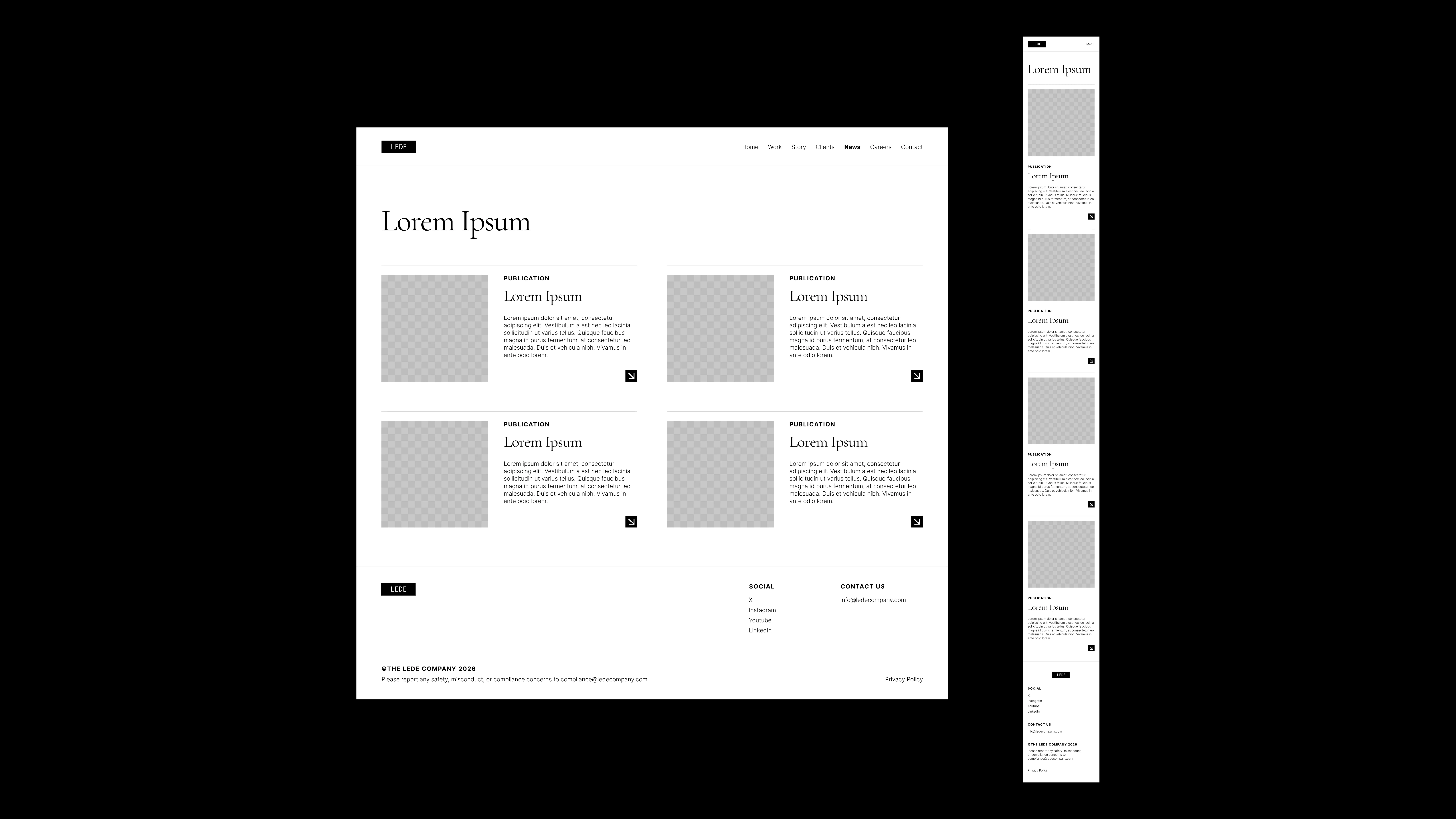 Low fidelity Lede wireframe